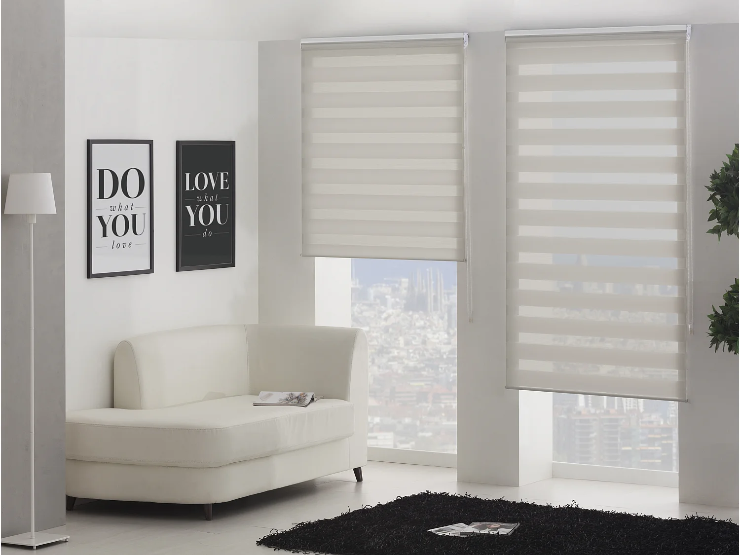 Estor noche y Día bicolor con tejido doble y cadena manual