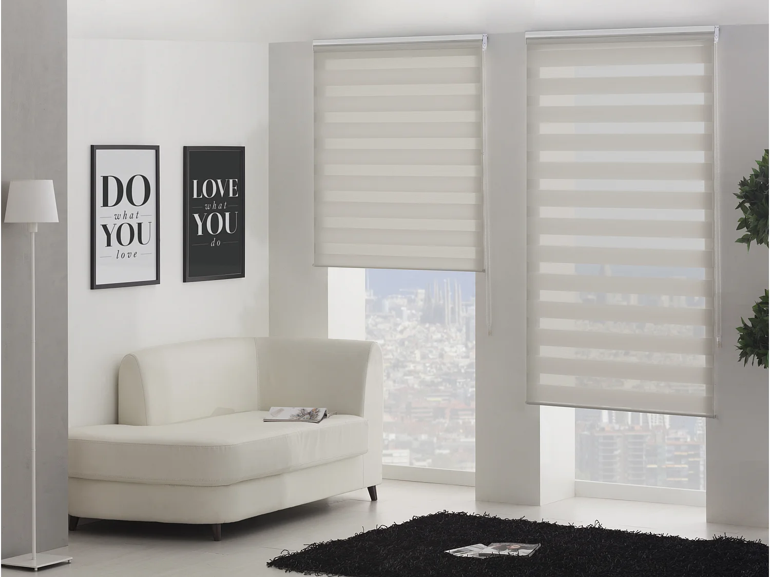 Estor noche y Día bicolor con tejido doble y cadena manual