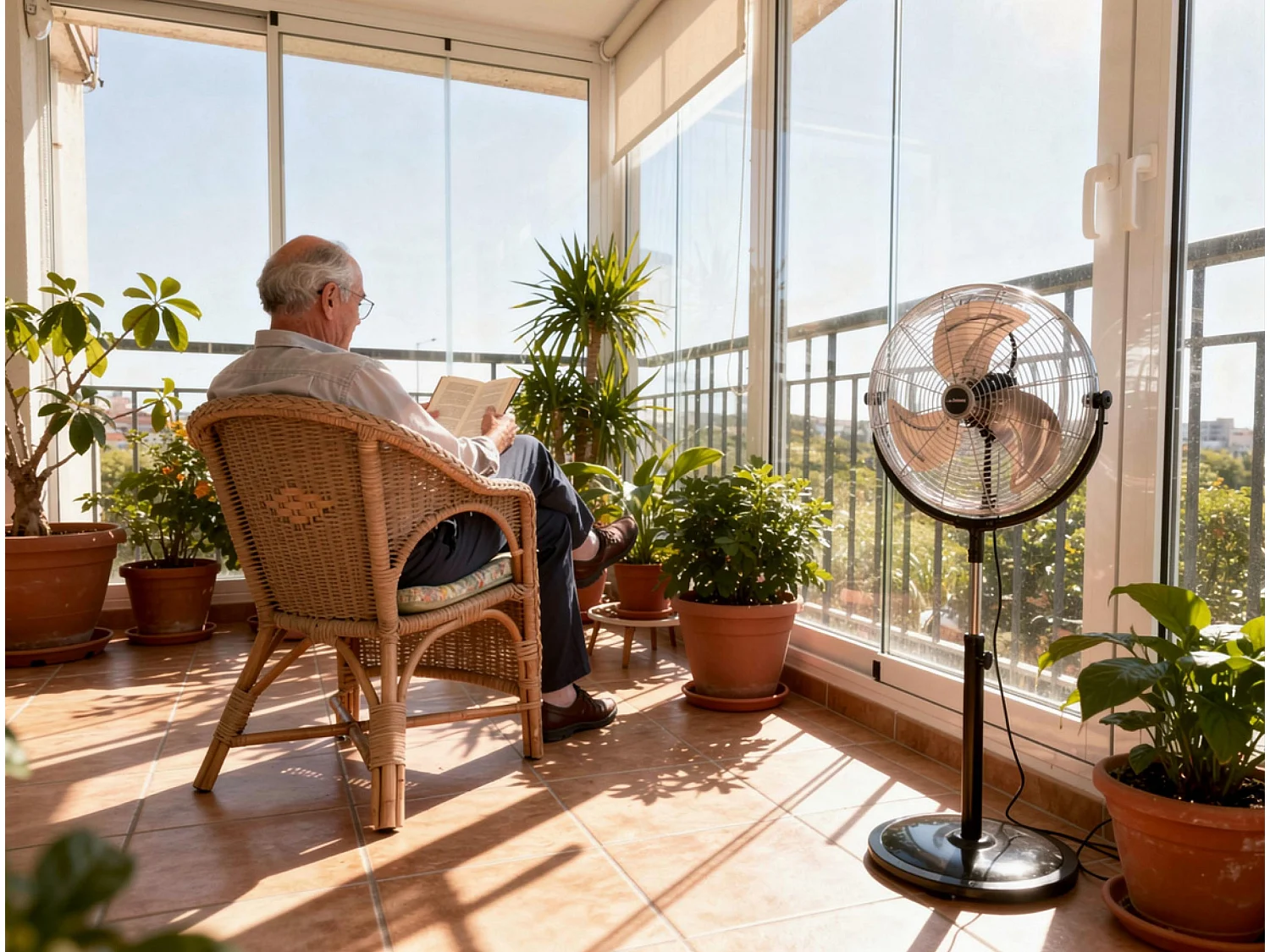 Ventilador industrial de pie en aluminio 120W con altura regulable