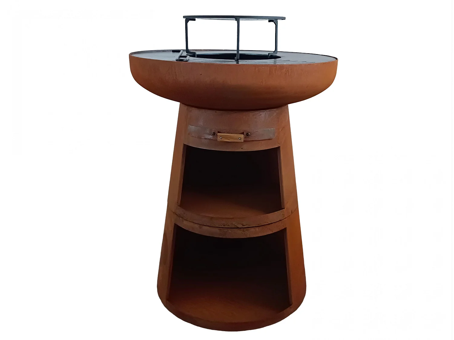 Barbecue rond avec plaque d'acier ronde et grille