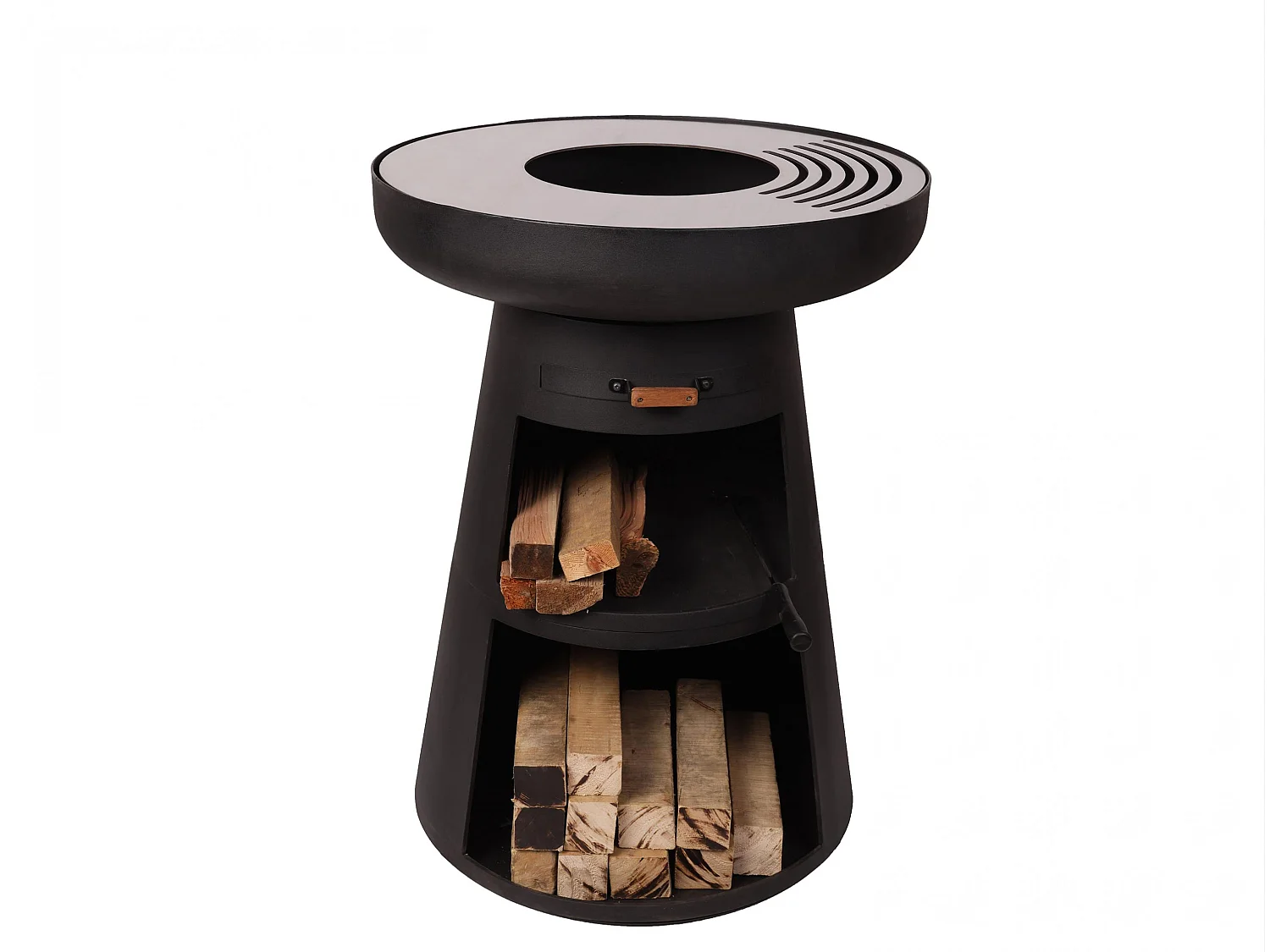 Barbecue rond avec plaque d'acier ronde et grille