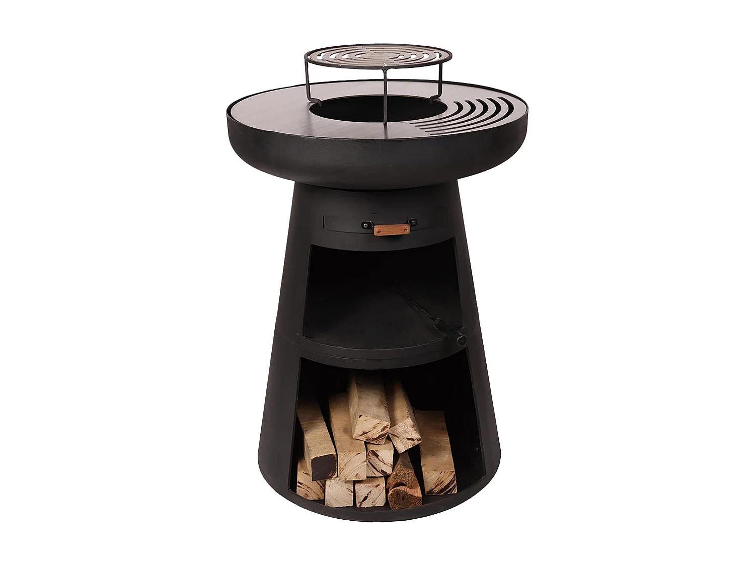 Ronde barbecue met ronde staalplaat en grill