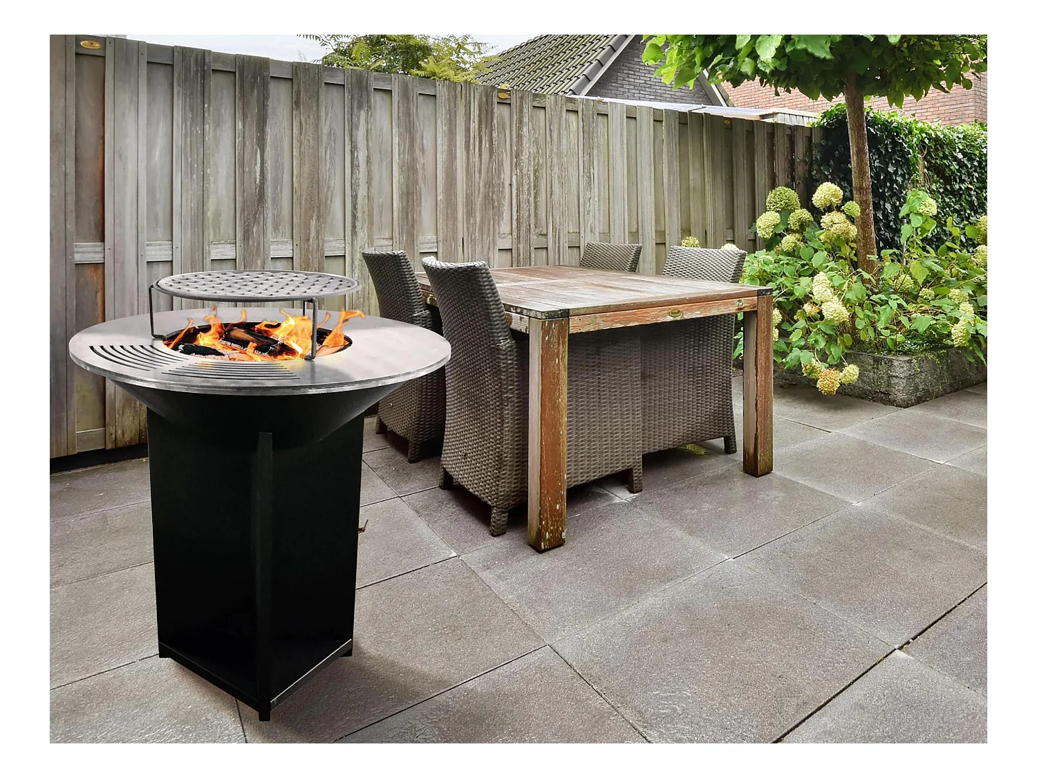 Barbecue brasero avec plaque d'acier de 100 cm
