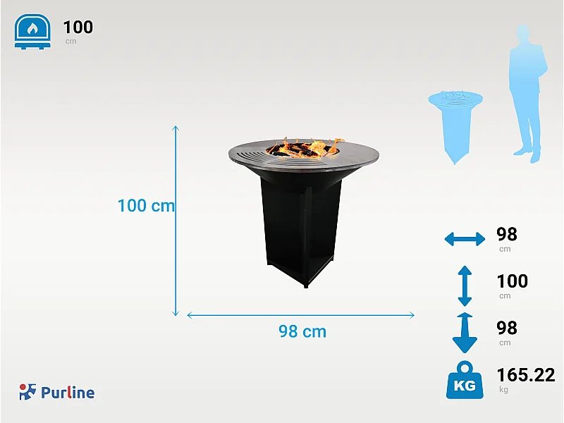 Barbecue brasero avec plaque d'acier de 100 cm