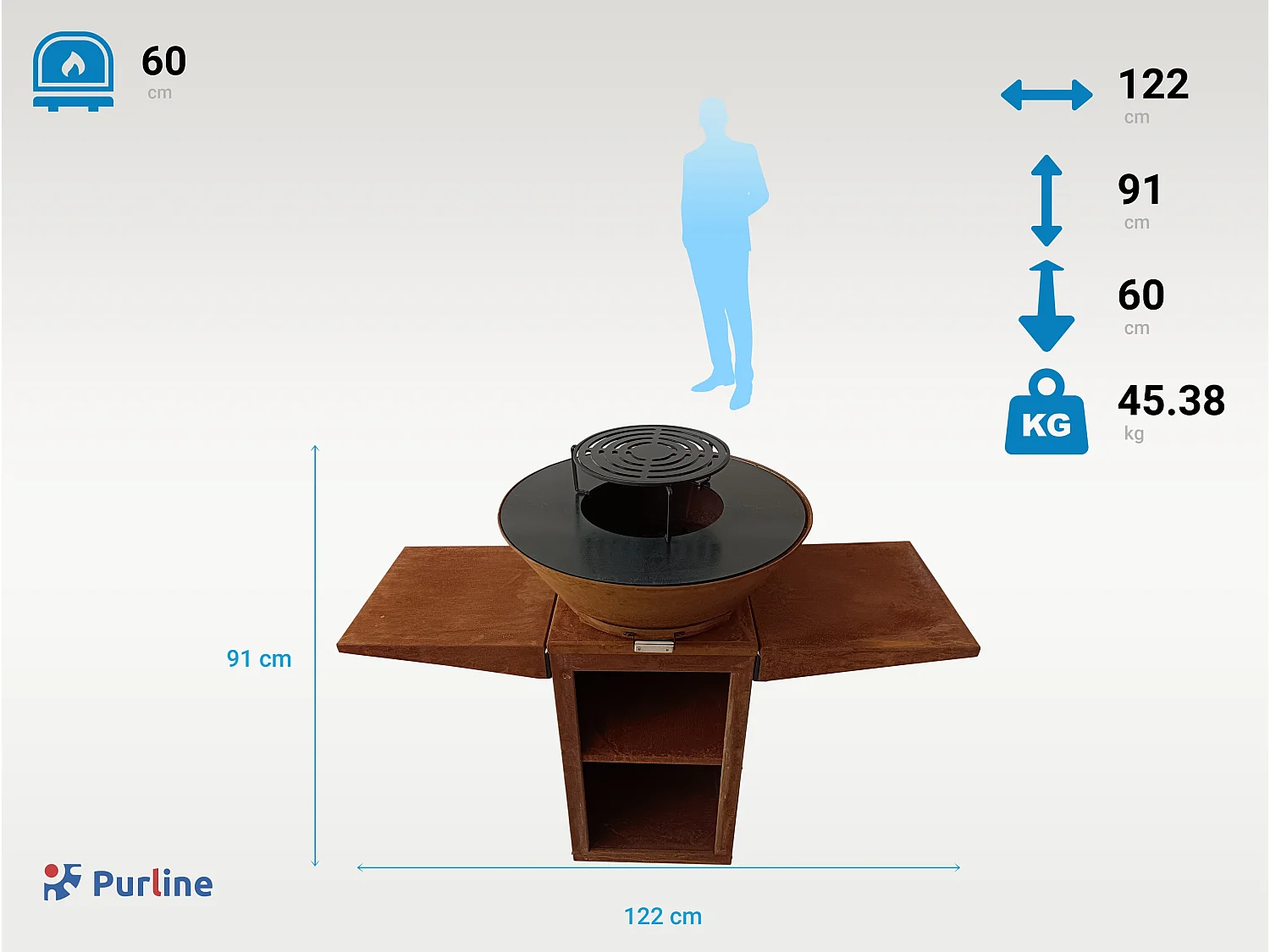 Barbecue avec plaque ronde, grill et support