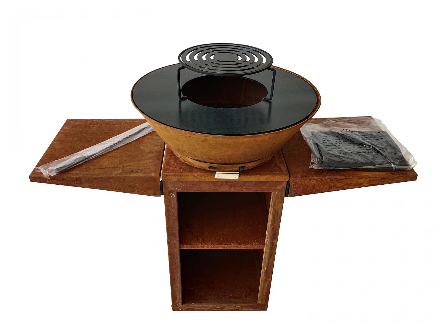 Barbecue avec plaque ronde, grill et support