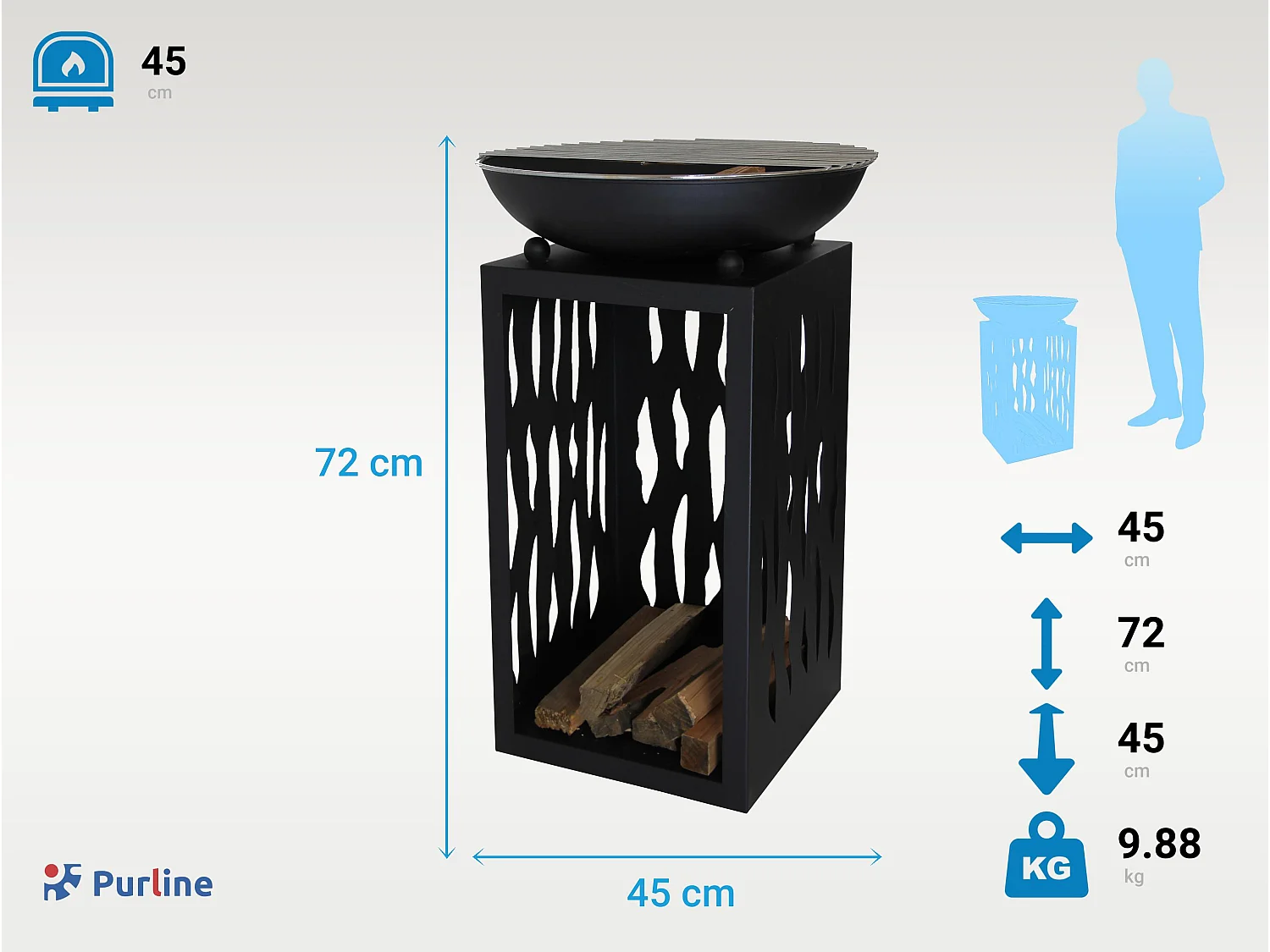 Elegante griglia in acciaio cromato nero