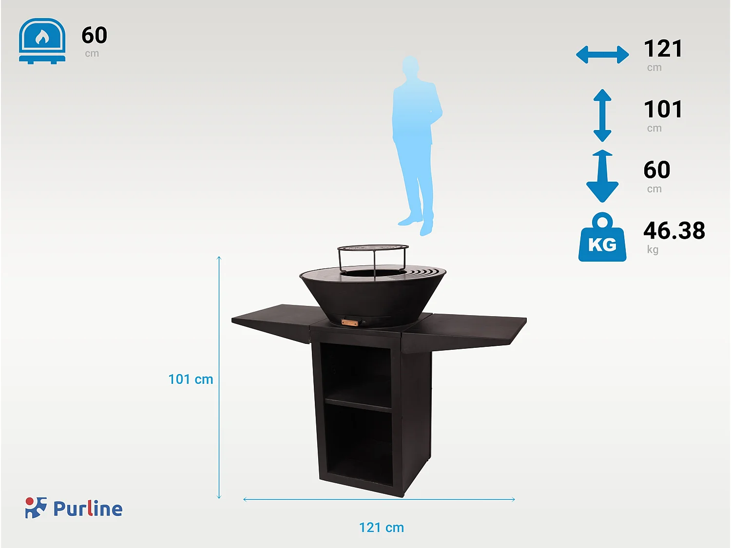 Barbecue avec plaque ronde, grill et support