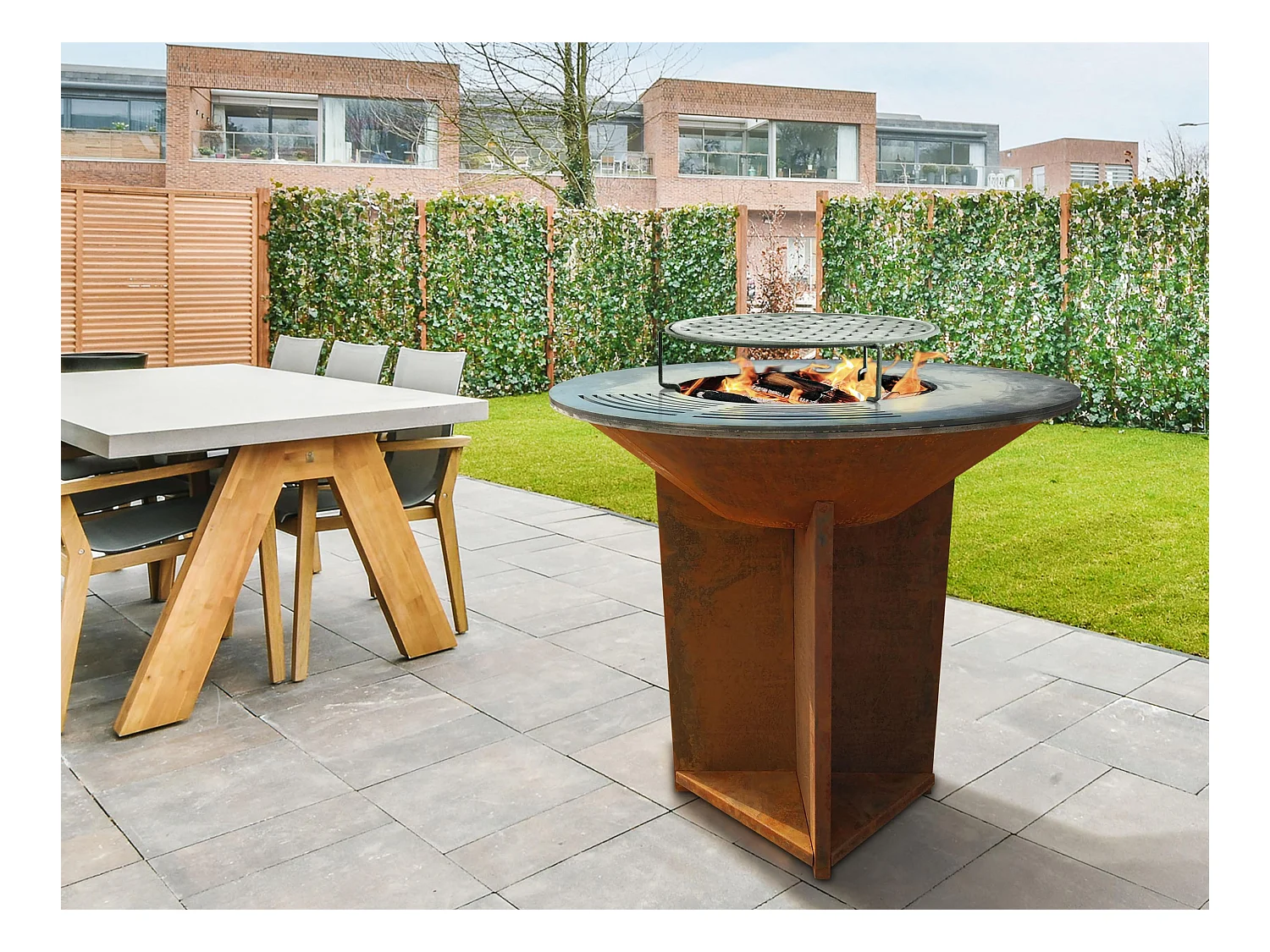 Barbecue brasero avec plaque d'acier de 100 cm