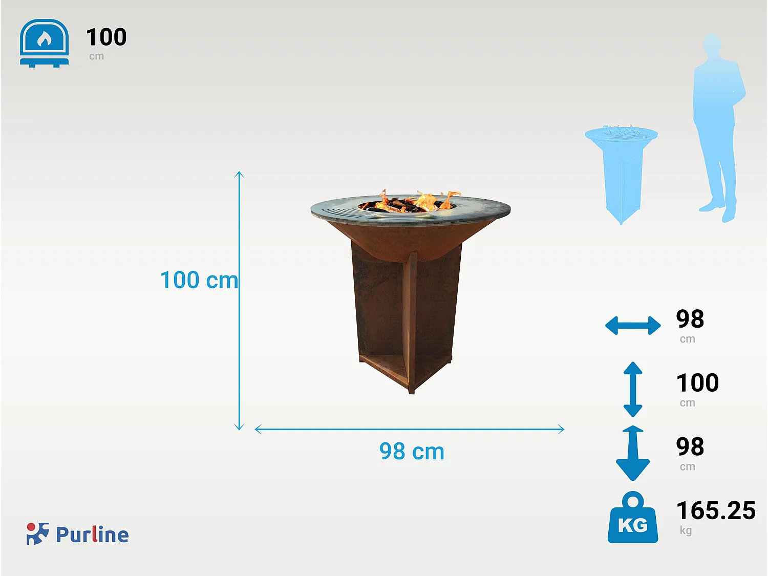 100 cm plaatstalen barbecue