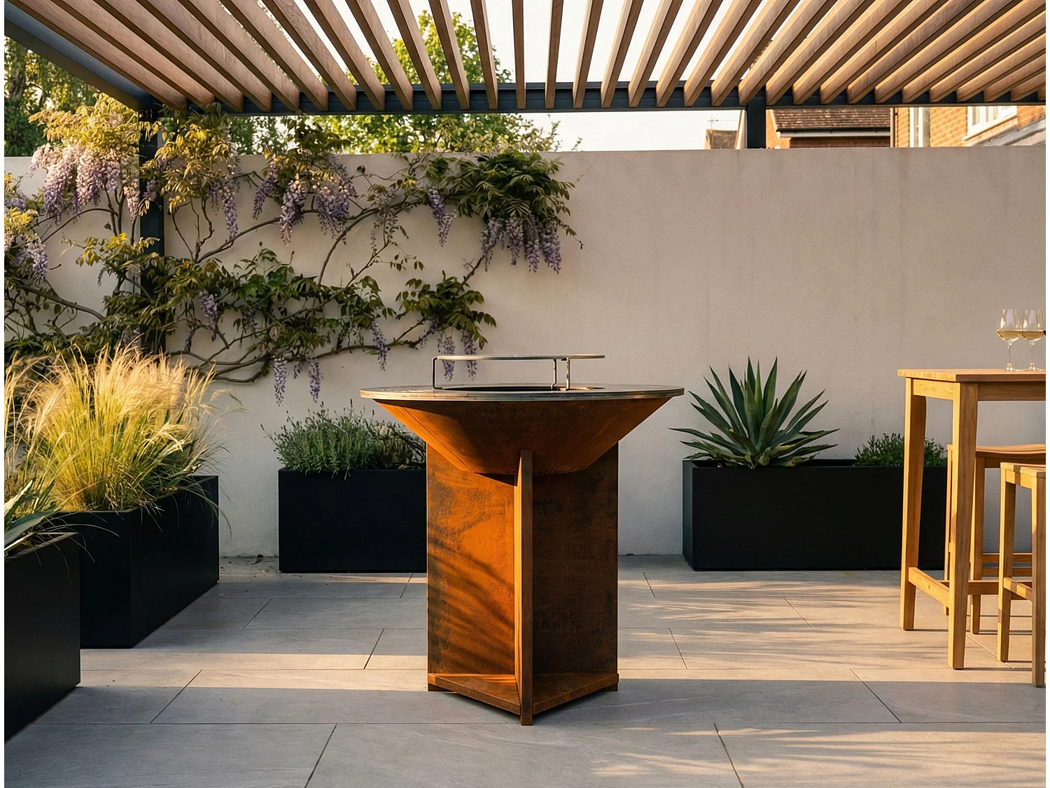 Barbecue con piastra in acciaio da 100 cm