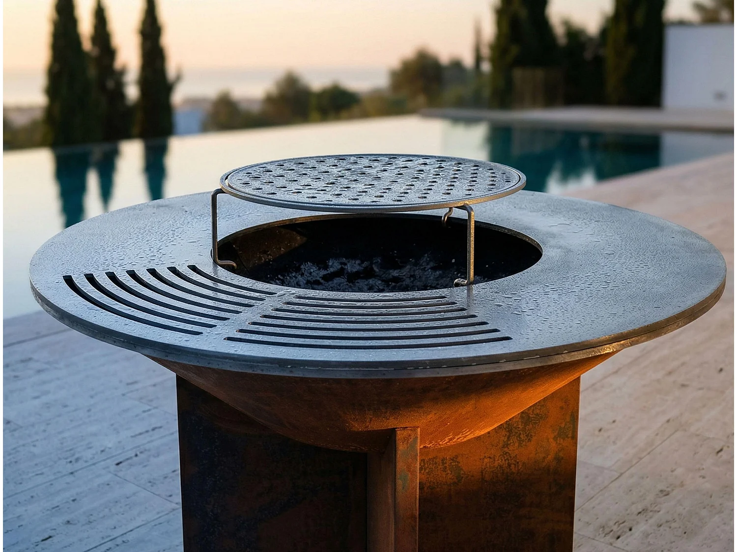 Barbecue con piastra in acciaio da 100 cm