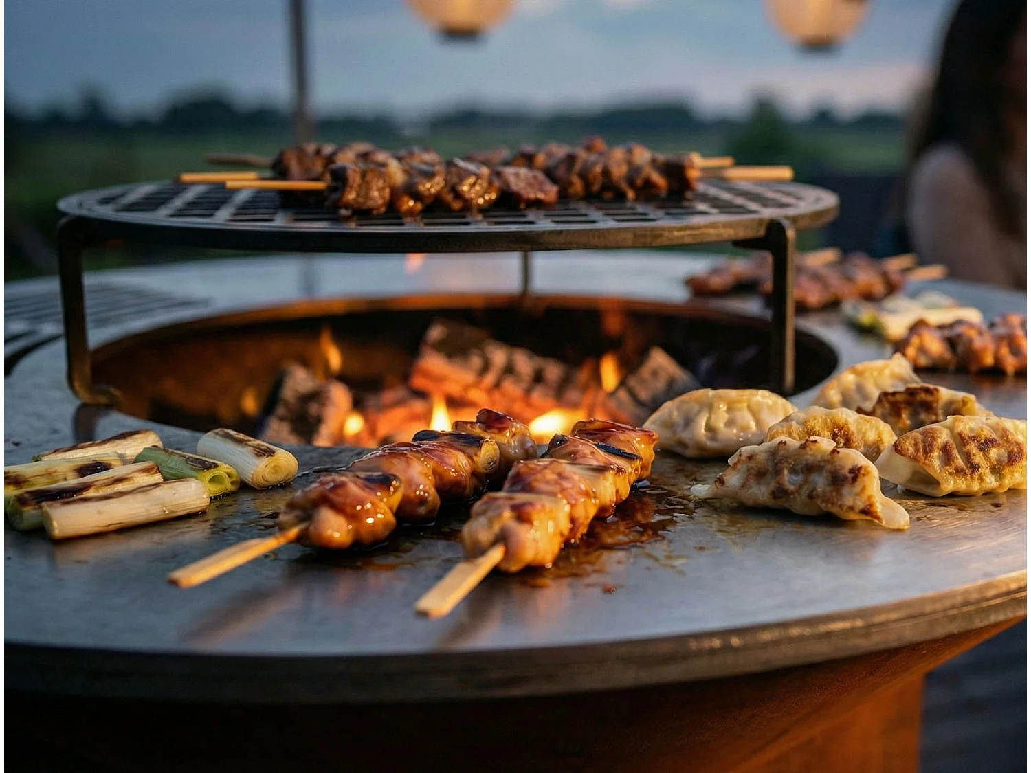 Barbecue con piastra in acciaio da 100 cm