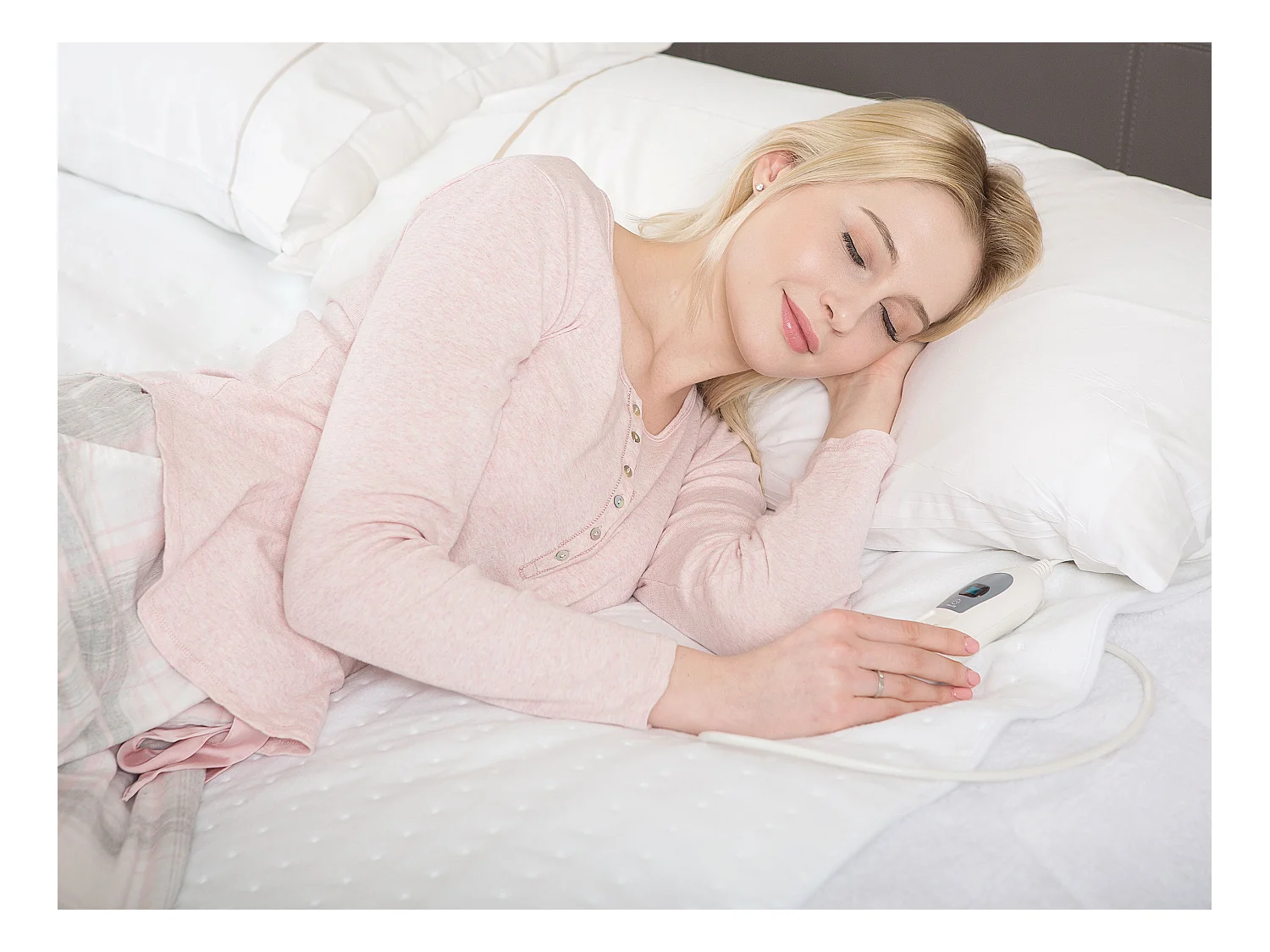 Elektrische bedwarmer in wit met automatische uitschakeling