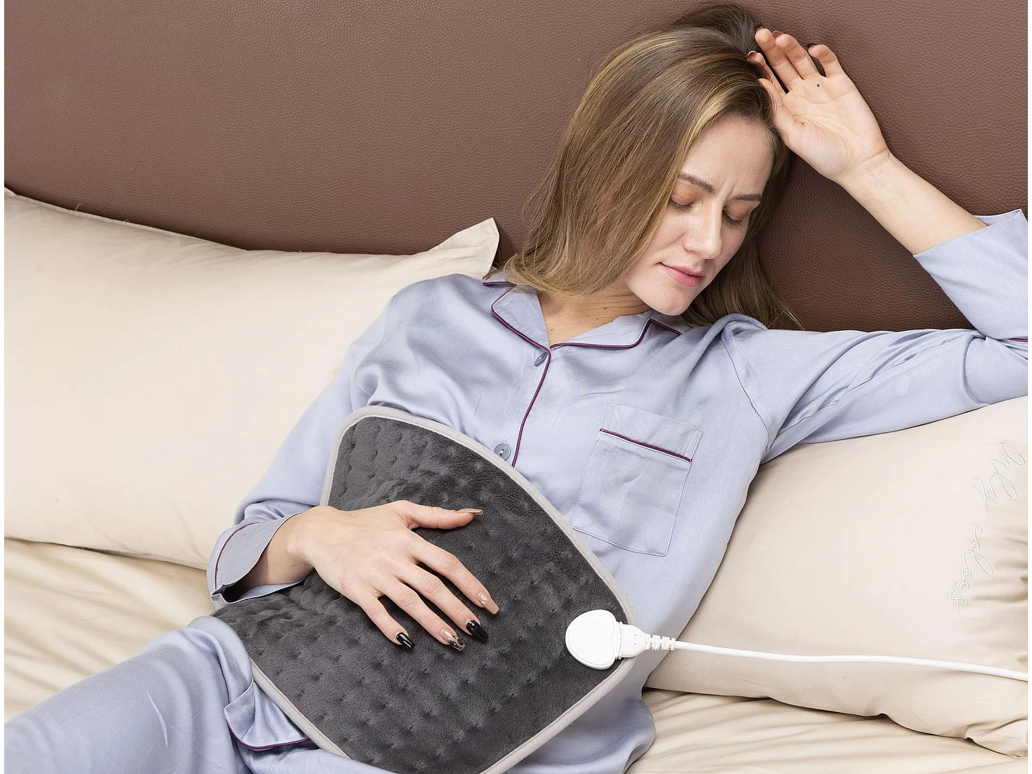 Almohadilla eléctrica de lana gris 45x85cm