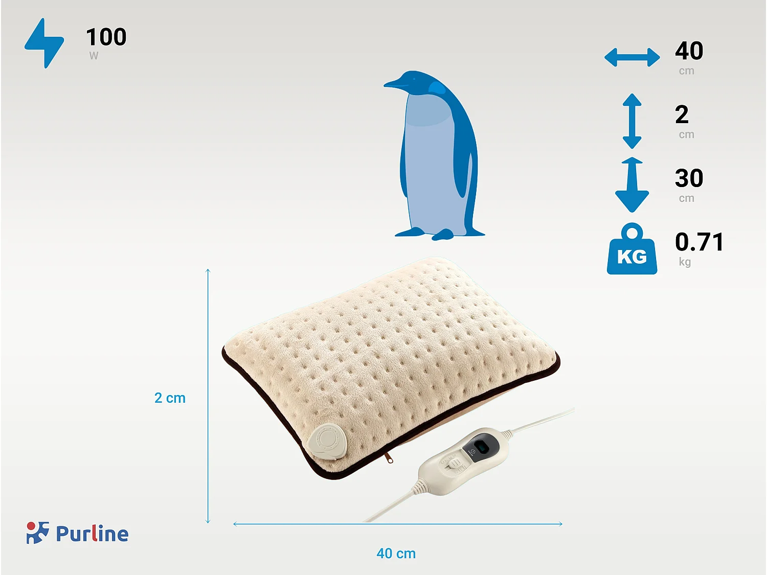 Almofada assento de aquecimento textil elértrica sintética 40x30cm