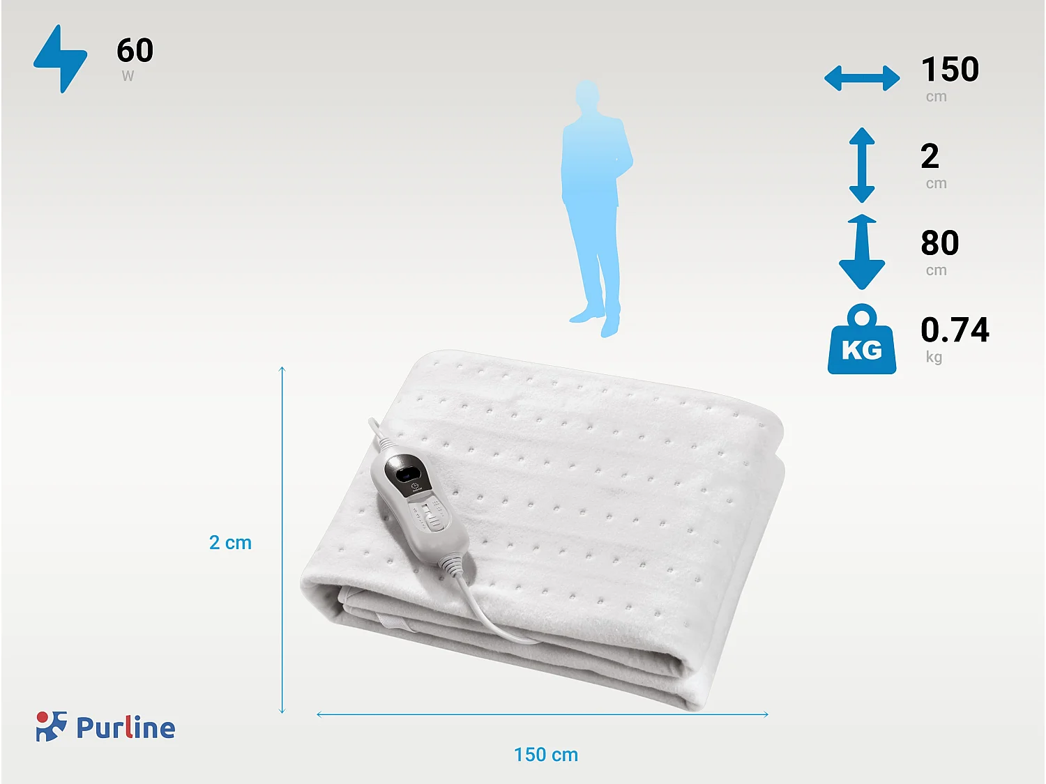 Chauffe-lit électrique 60W laine blanc