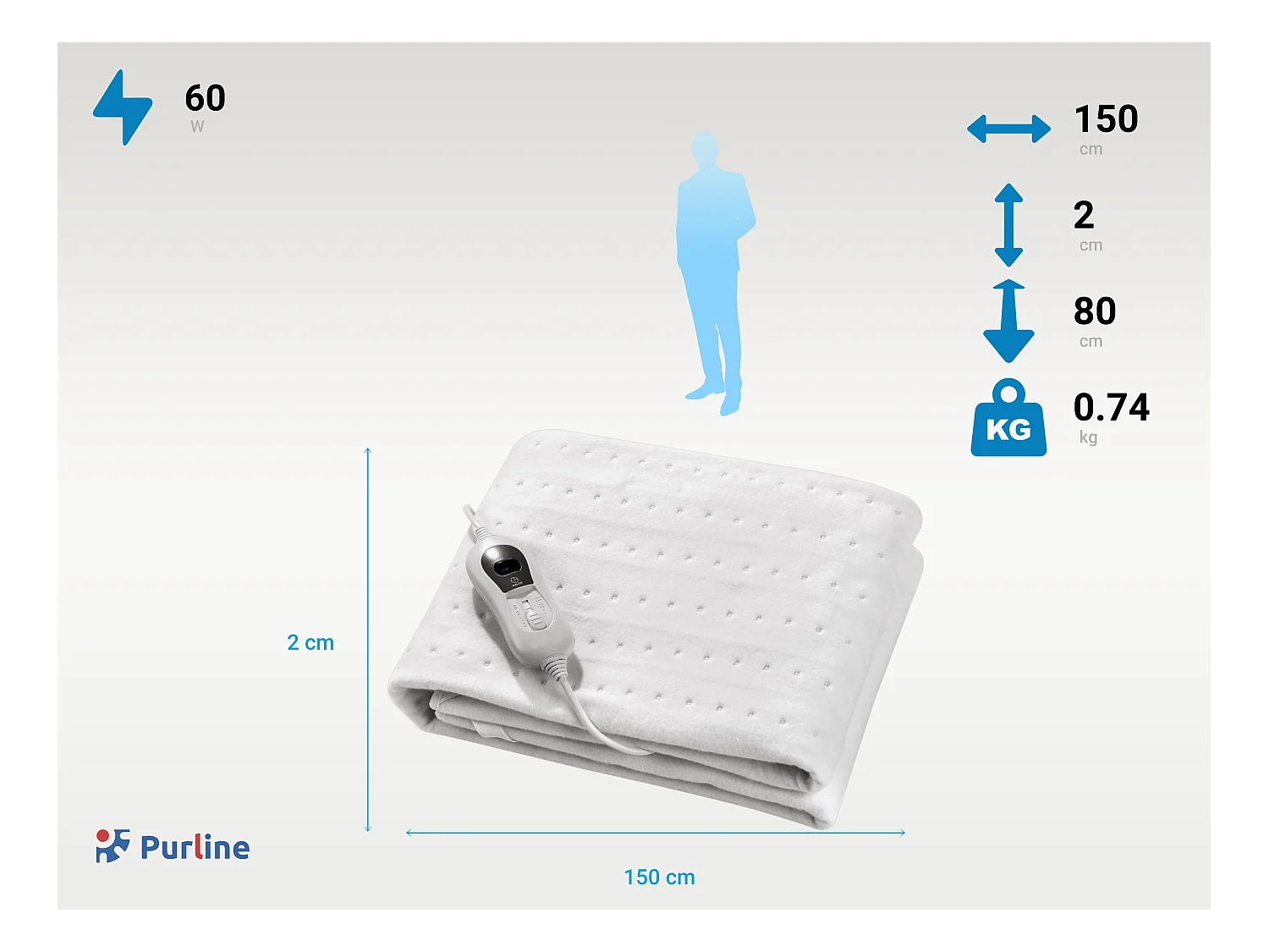 Elektrische bedwarmer in wit met automatische uitschakeling