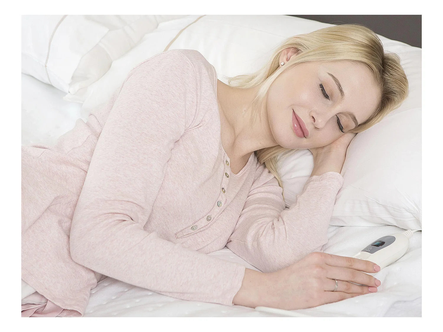 Elektrische bedwarmer in wit met automatische uitschakeling