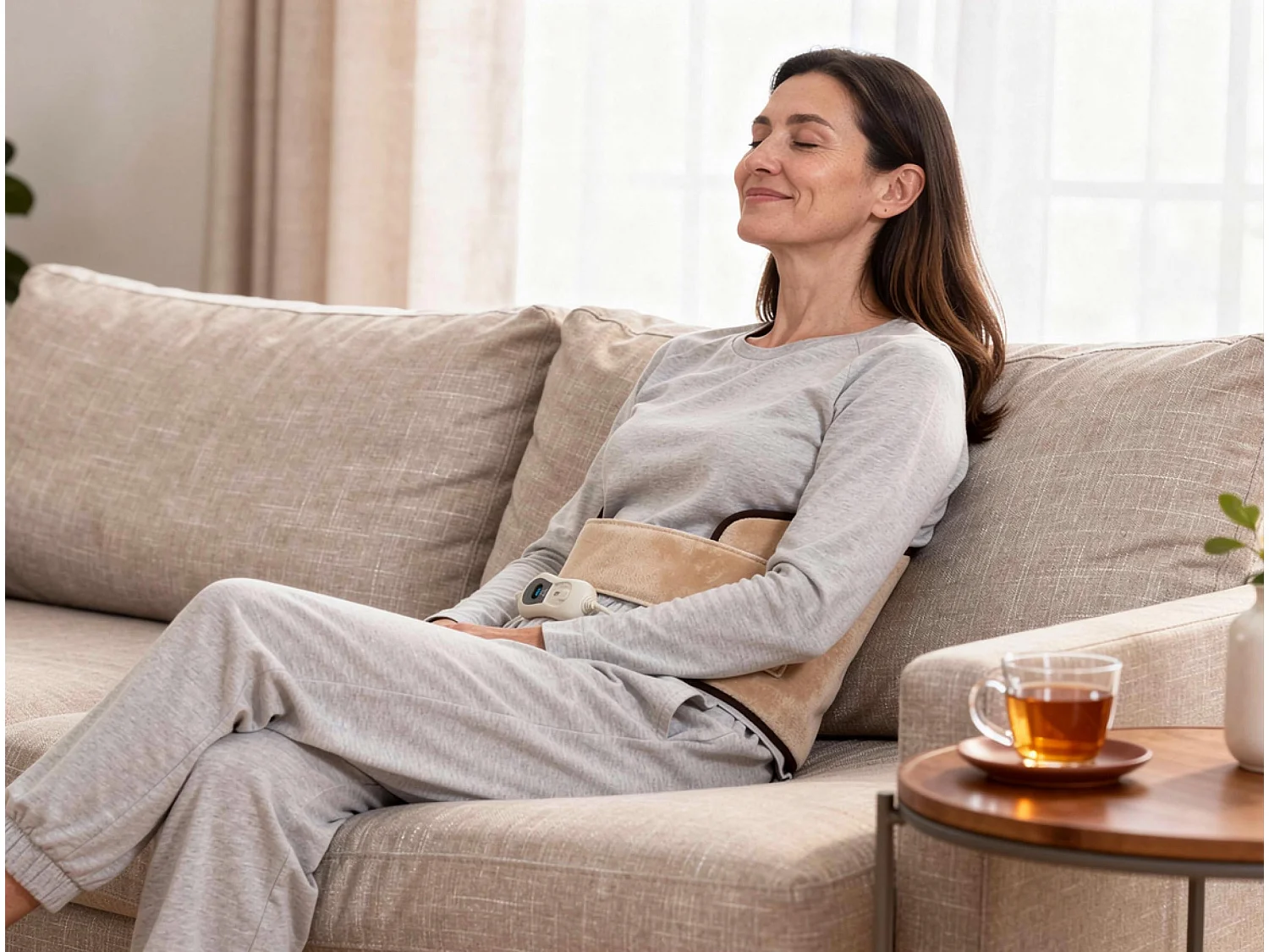 Coussin électrique chauffant pour lombaires 100W laine beige