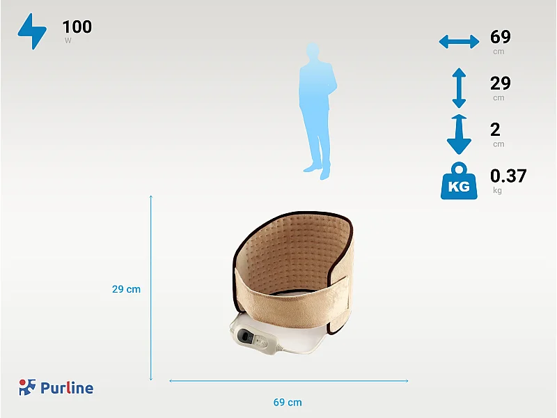 Coussin électrique chauffant pour lombaires 100W laine beige