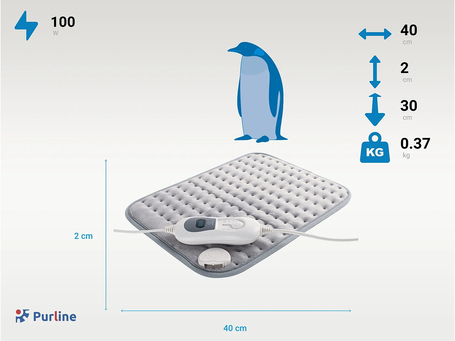 Almohadilla eléctrica 100W gris 30x40cm