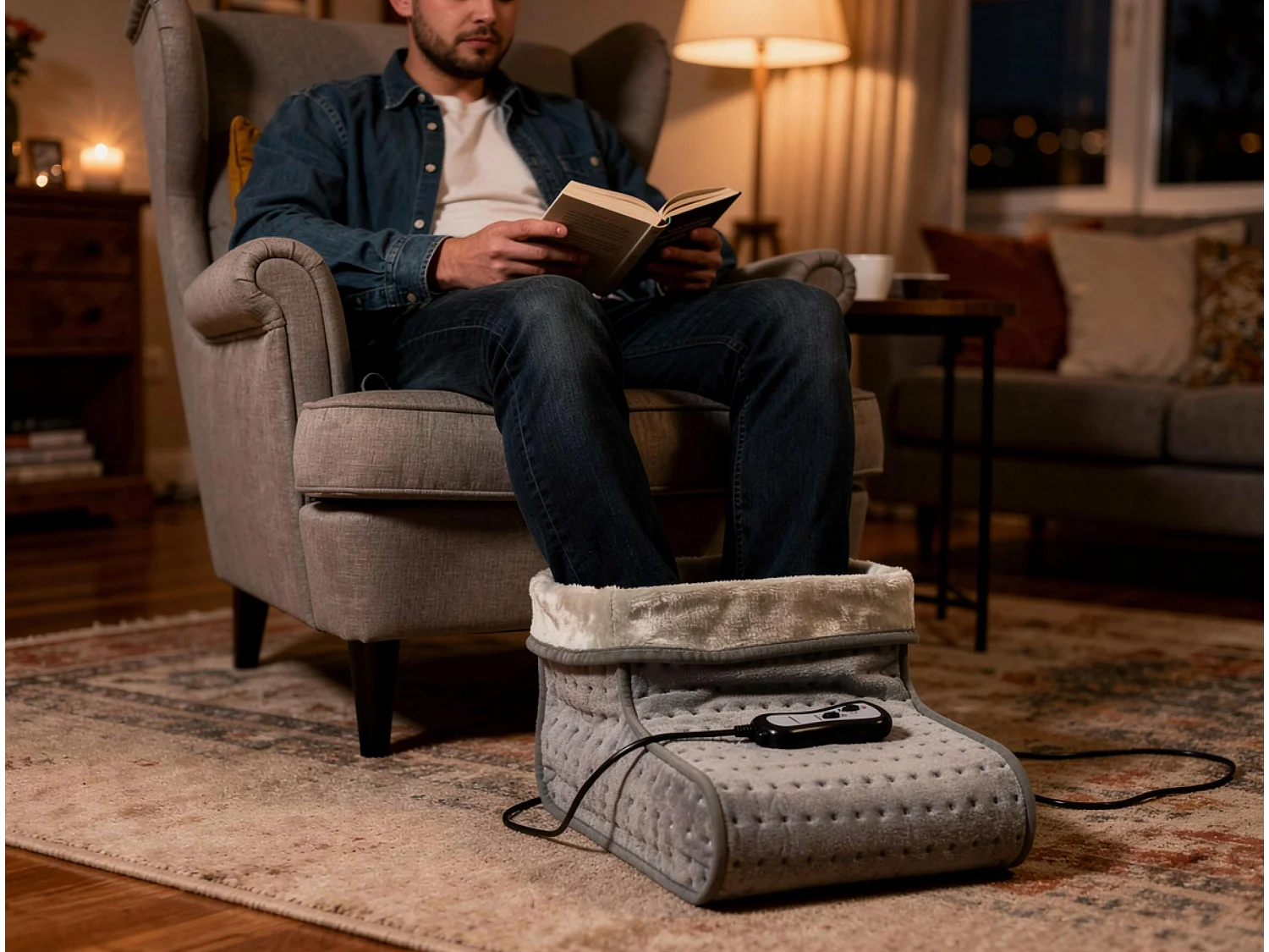 Masseur électrique pour pieds 7W laine gris