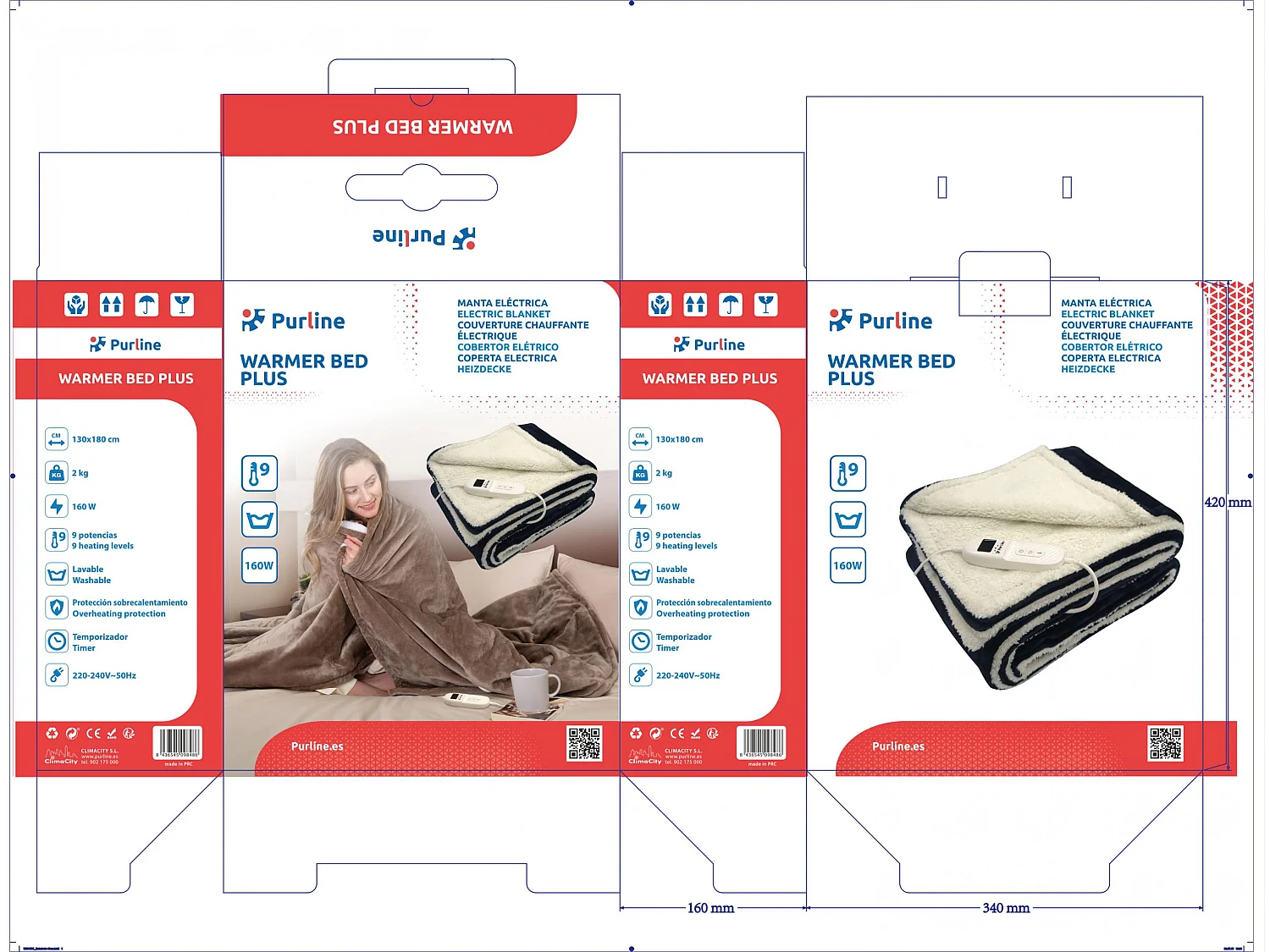 Coperta elettrica di grandi dimensioni con finitura in pelle di pecora