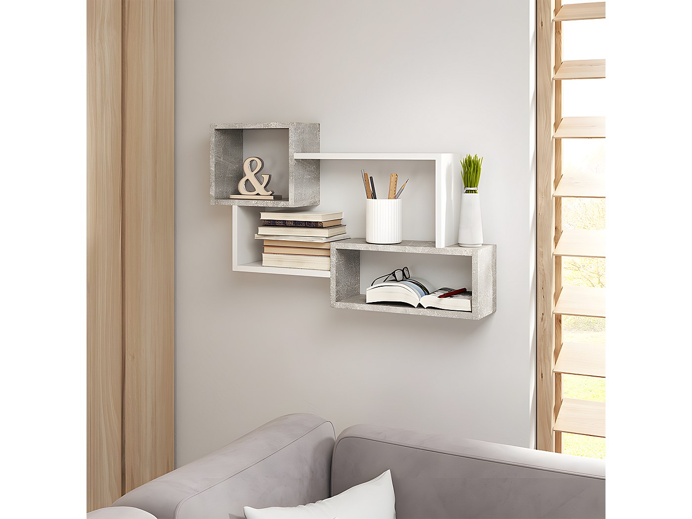 Wandplank Lillesand 4 vakken en 2 planken 101x18x60 cm wit | premiumXL