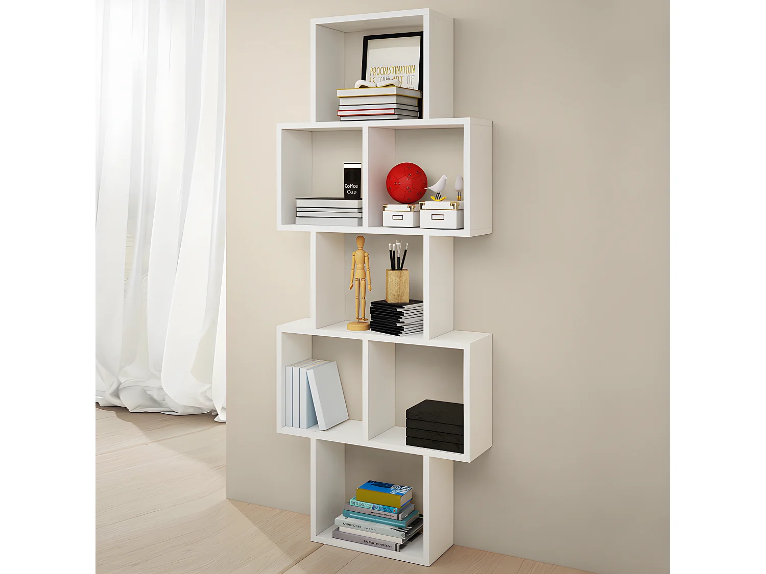 Wandregal mit 7 Fächern - weiß - KASSI