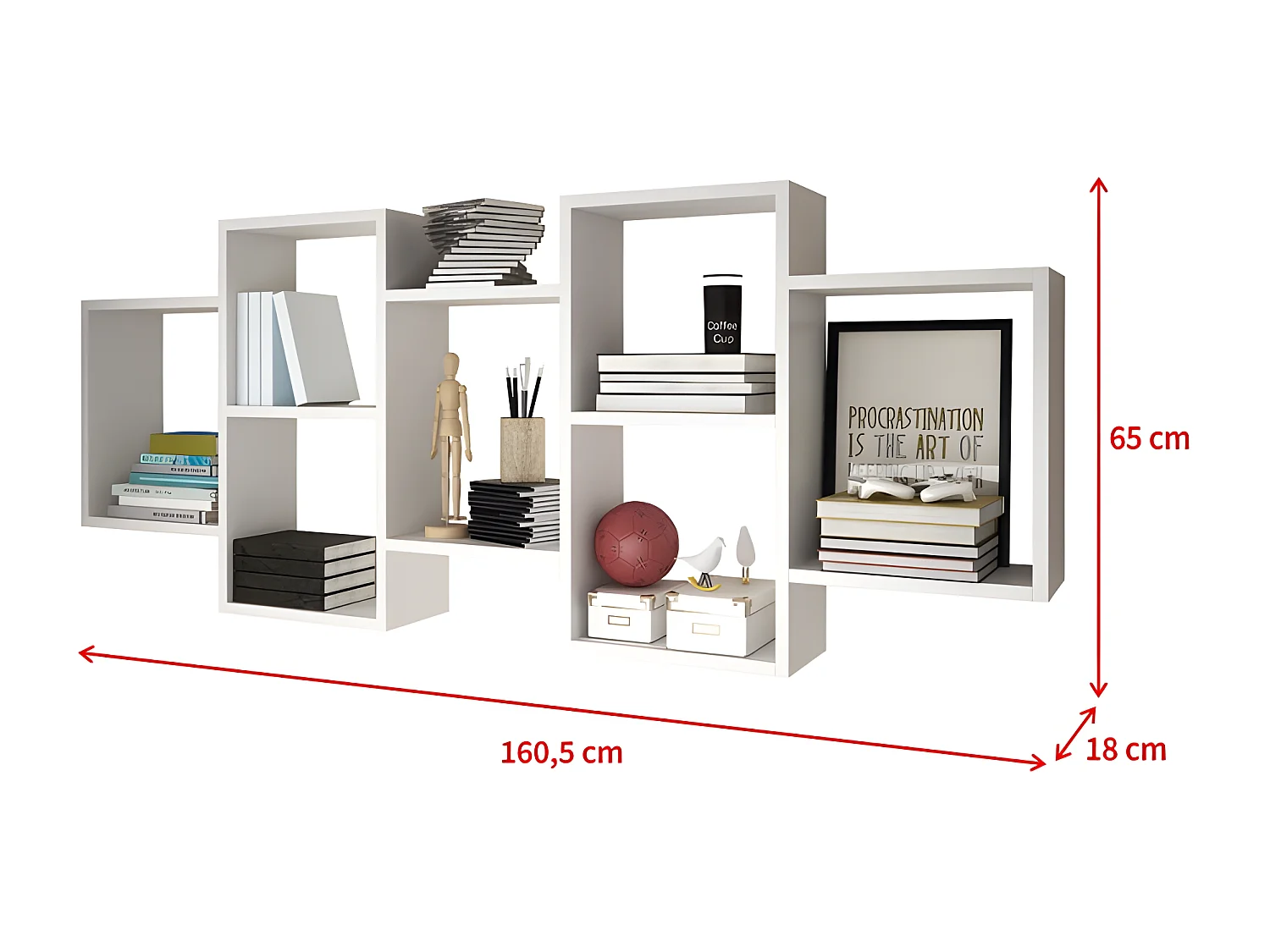 Étagère murale 7 cases - blanc - KASSI