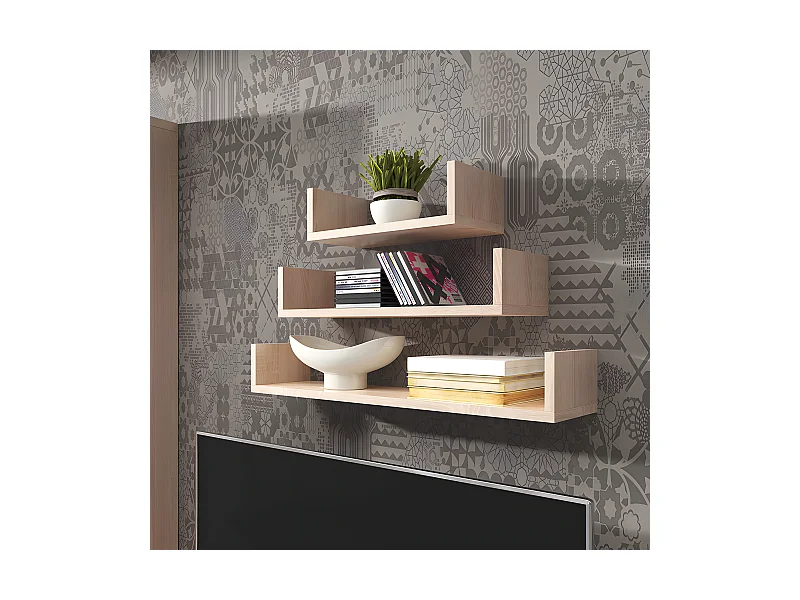 Wandplankenset - 80, 60, 40 cm - Sonoma eiken - KASSI