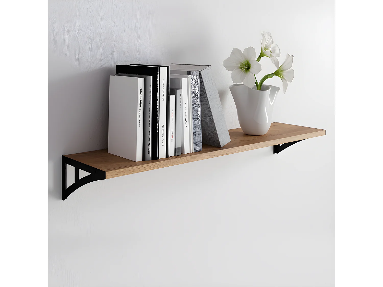 Étagère - 90 cm - chêne lancelot - supports en acier - SATARE