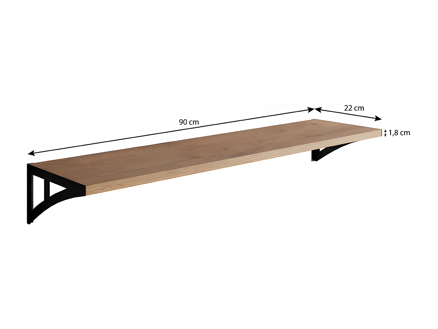 Étagère - 90 cm - chêne lancelot - supports en acier - SATARE