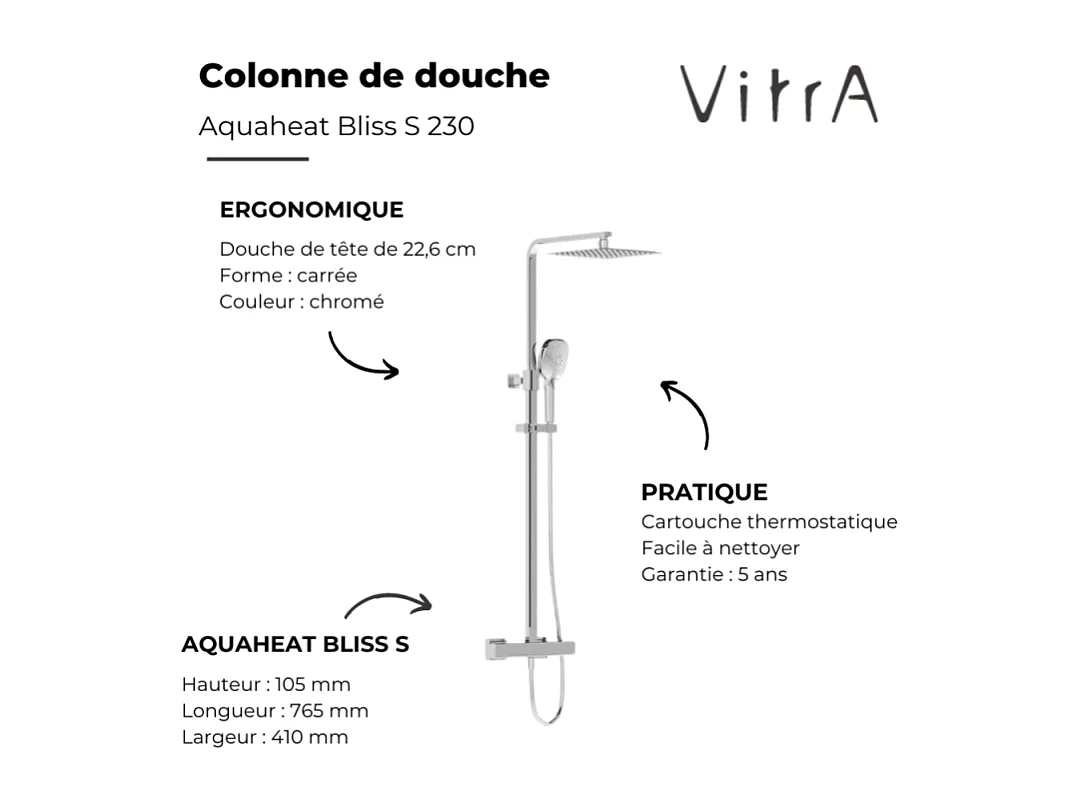 Colonne de douche VITRA Aquaheat Bliss S 230