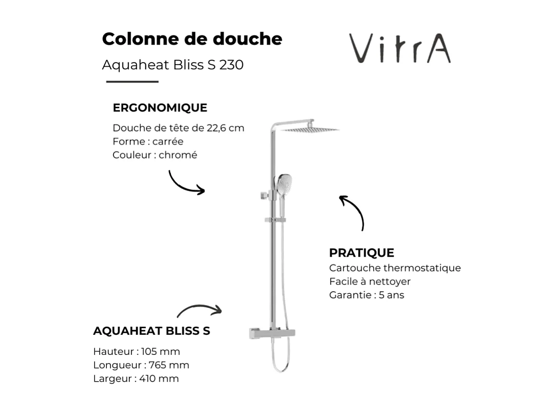 Colonne de douche VITRA Aquaheat Bliss S 230