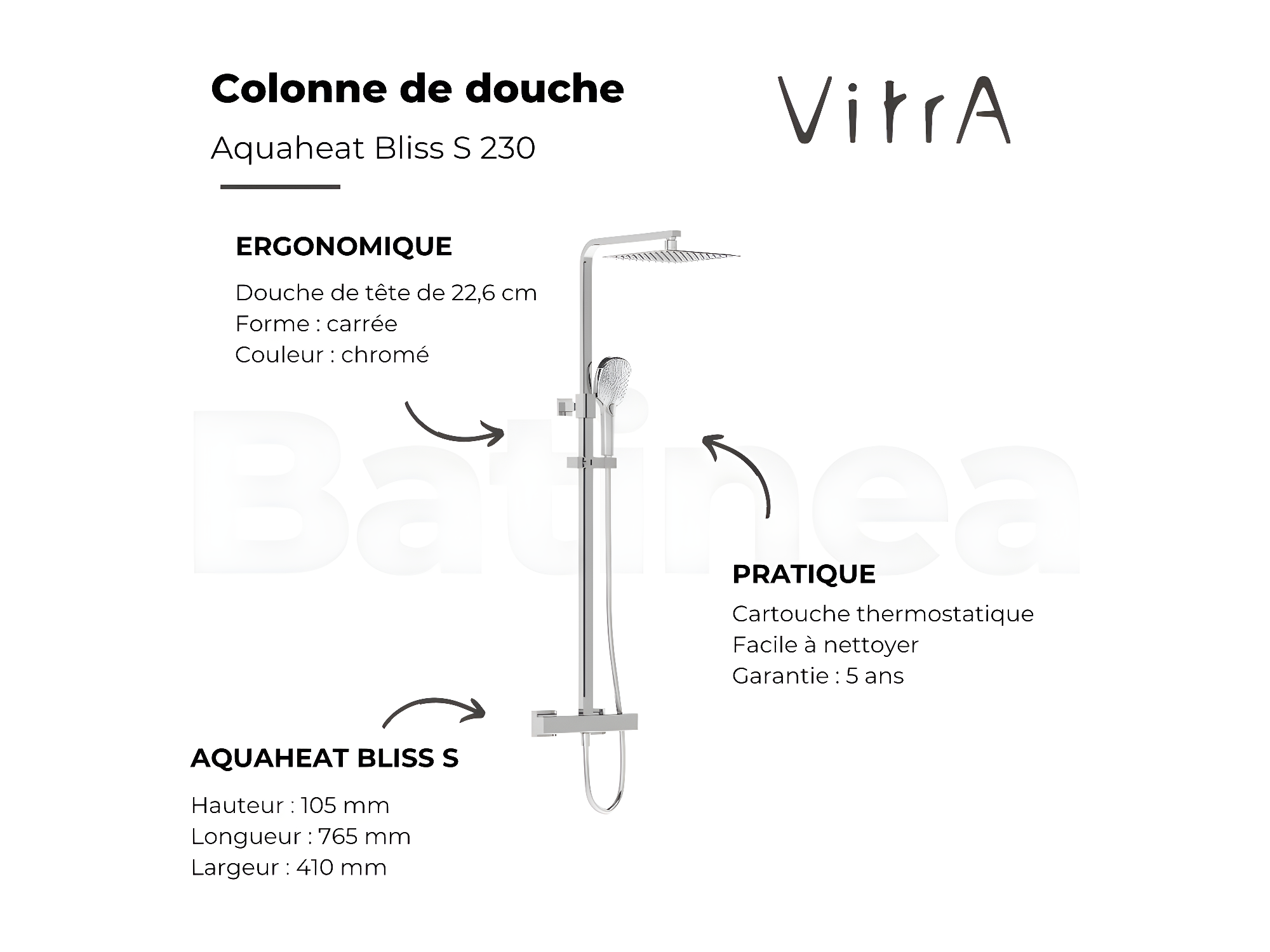 Colonne De Douche Vitra Aquaheat Bliss S