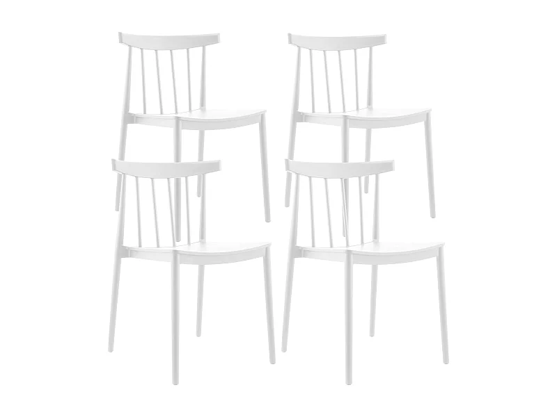 Set van 4 witte kunststof terrasstoelen