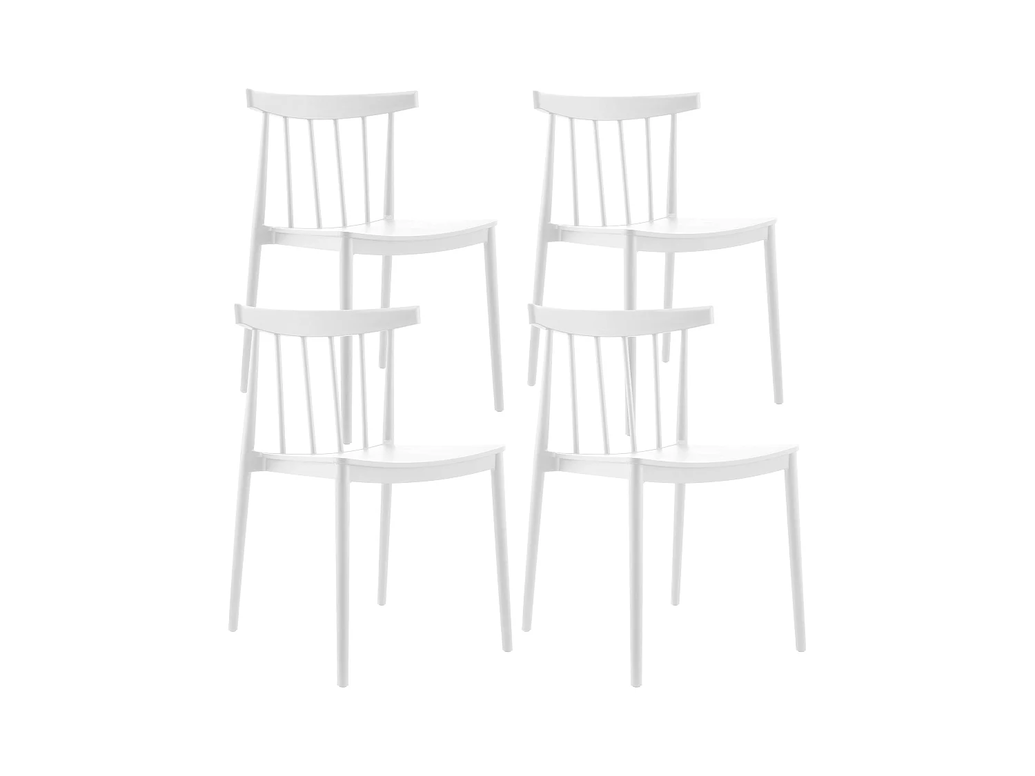 Lot de 4 chaises de terrasse blanc en plastique