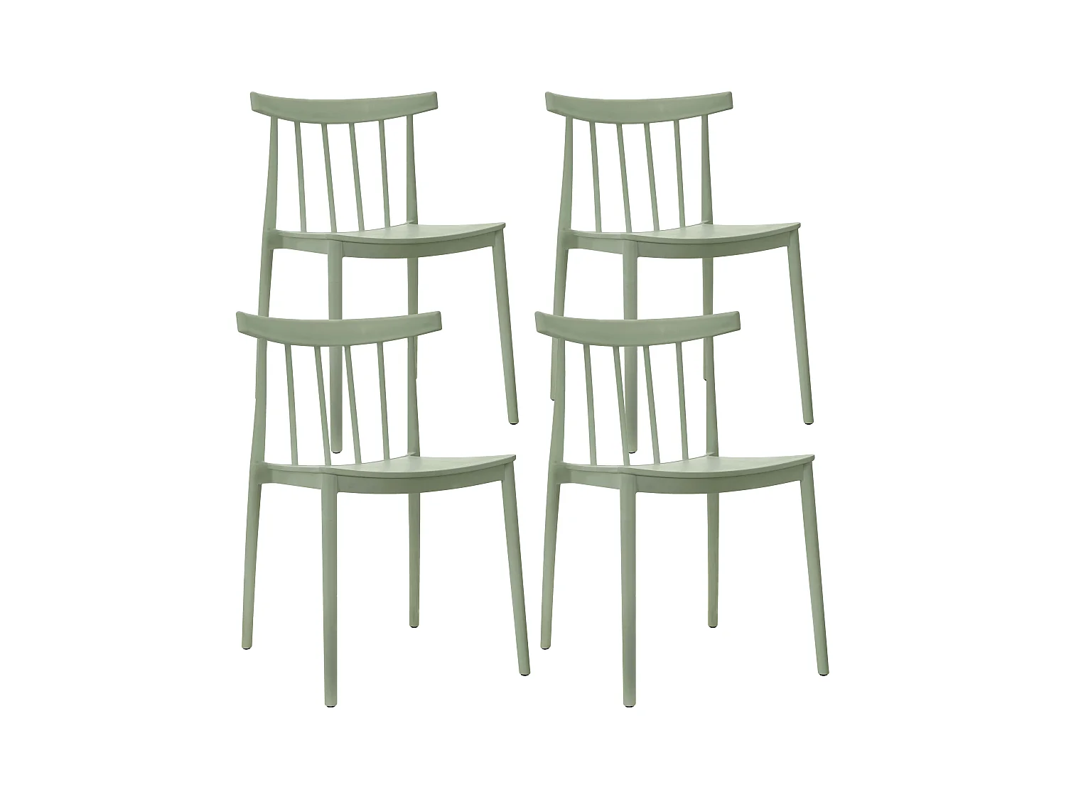 Lot de 4 chaises de terrasse vert sauge en plastique