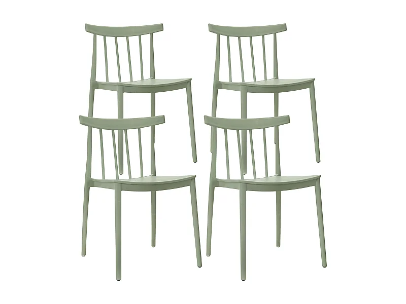 Lot de 4 chaises de terrasse vert sauge en plastique
