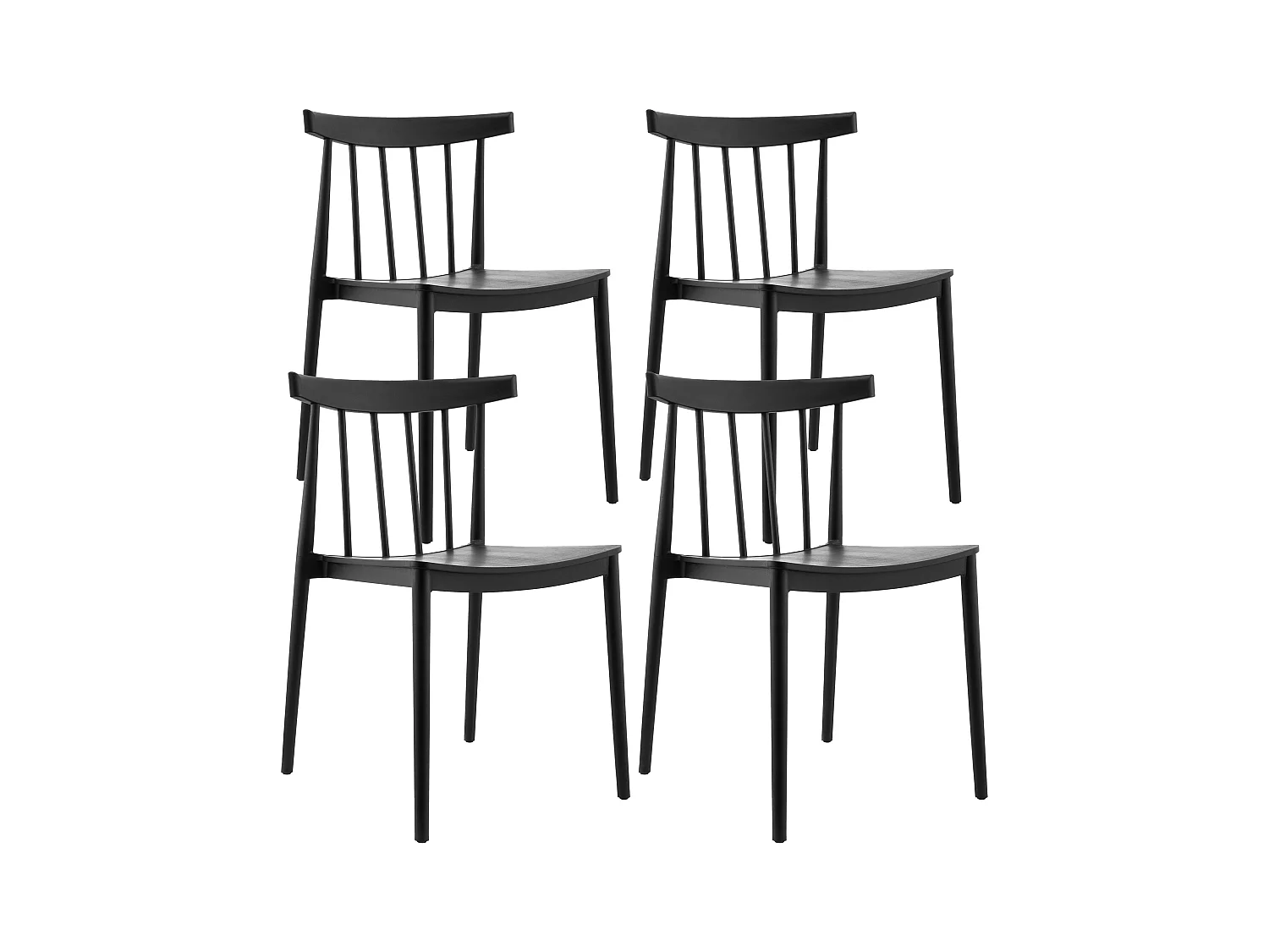 Lot de 4 chaises de terrasse noires en plastique