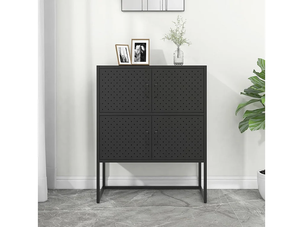 Buffet haut Noir 80x35x100 cm Acier