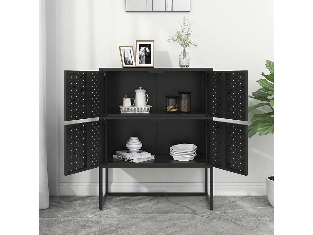 Buffet haut Noir 80x35x100 cm Acier