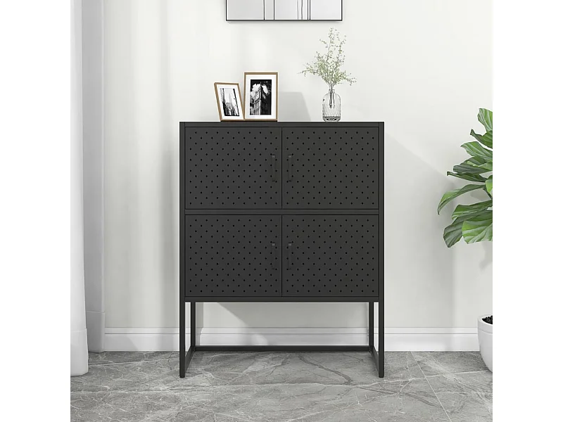 Buffet haut Noir 80x35x100 cm Acier