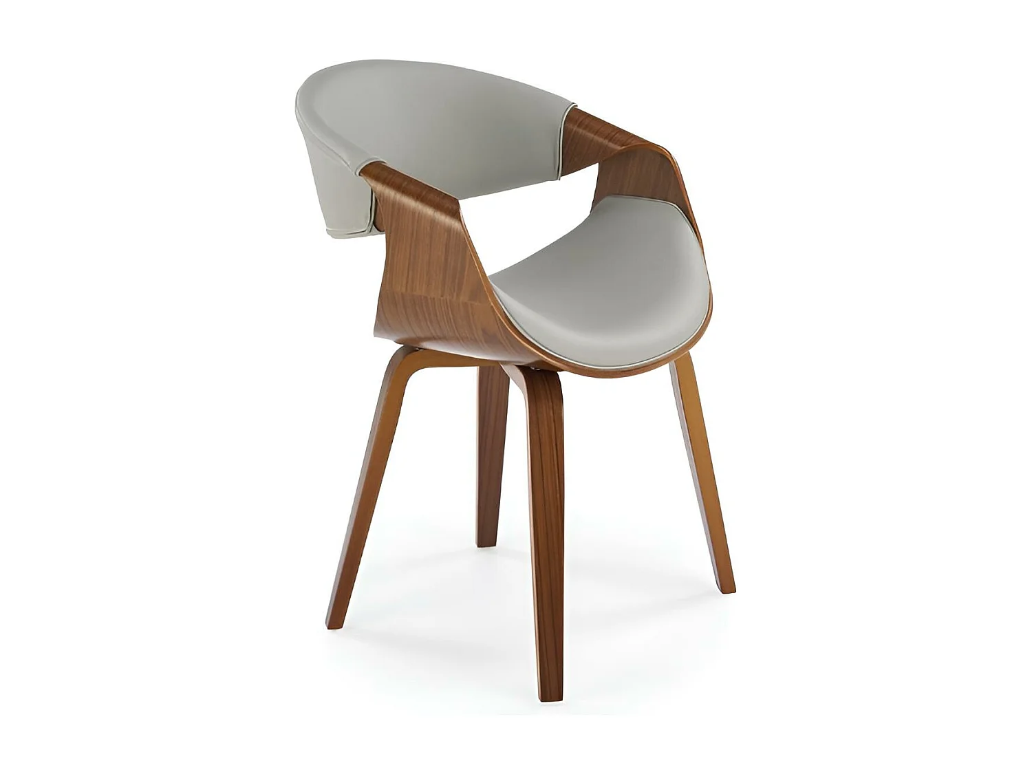 Stuhl K544/Kunstleder&Holz/Grau&Braun