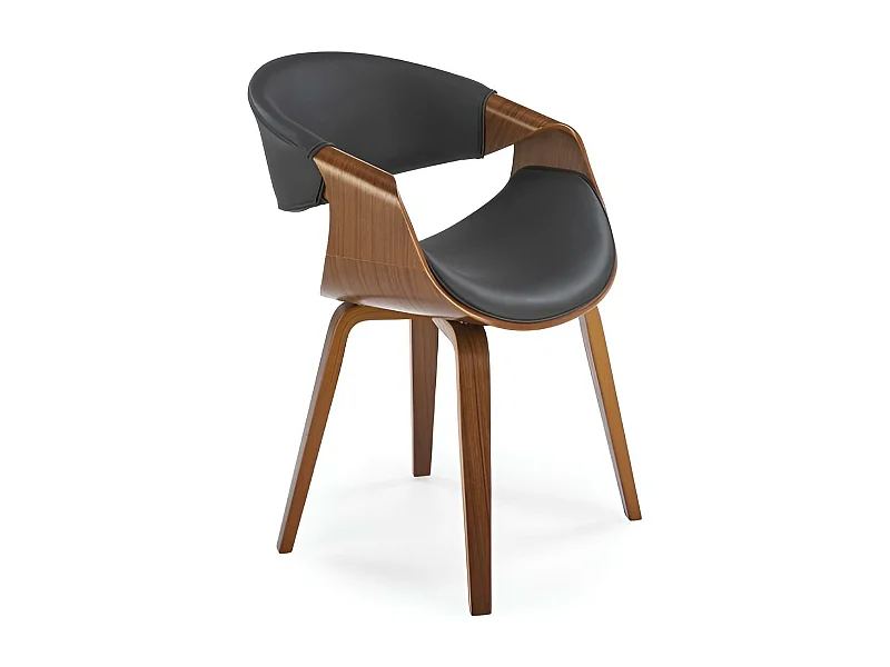 Chaise K544/Similicuir&Bois/Noir&Marron