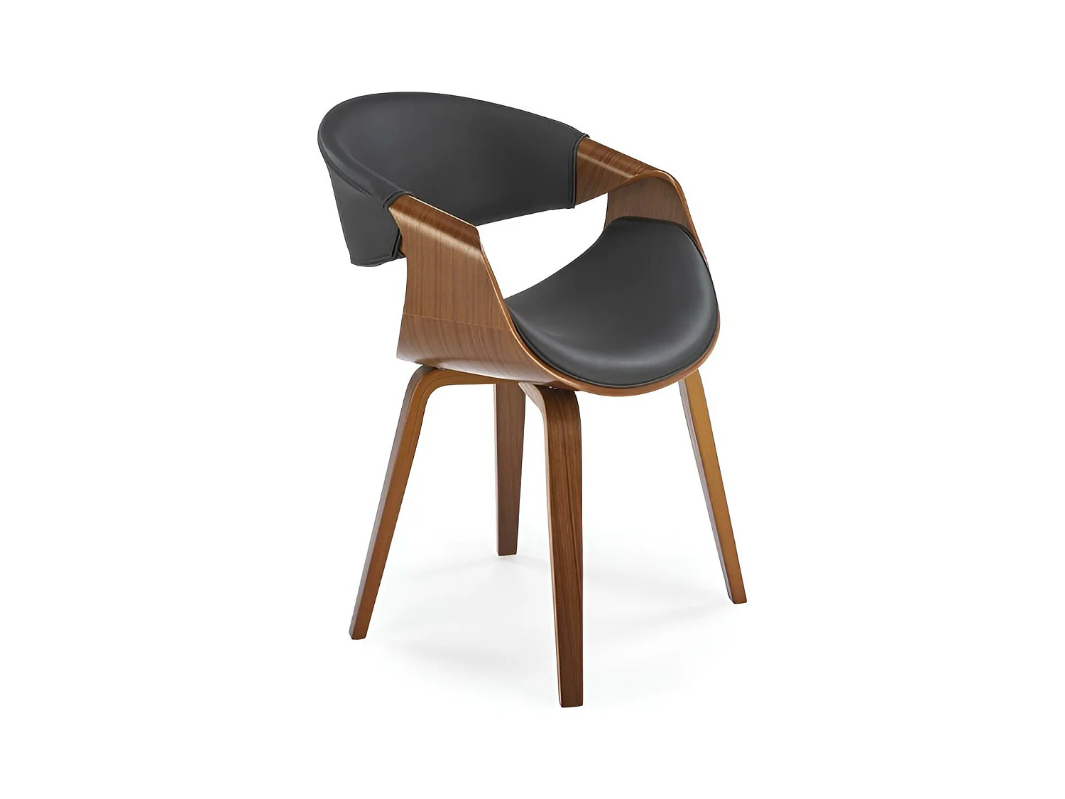 Sedia K544/Similpelle&Legna/Nero&Marrone