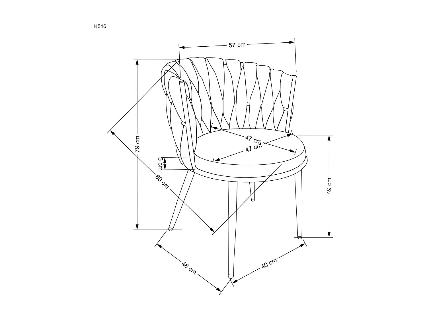 Chaise K516/Tissu&Métal/Orange
