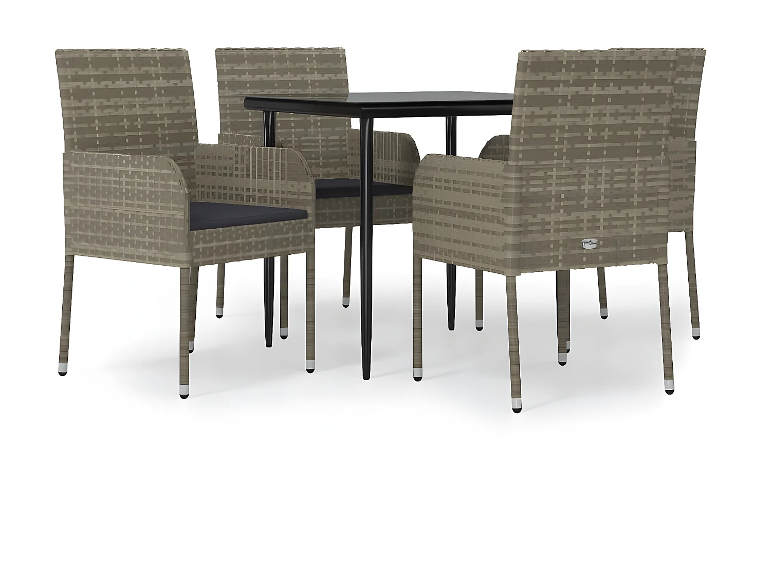 Ensemble à manger de jardin coussins 5 pcs noir et gris BE78077